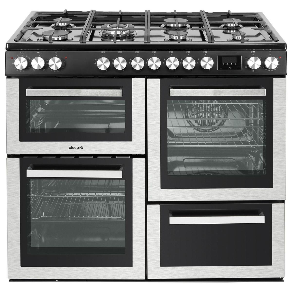 Refurbished electriQ 100cm Dual Fuel Range Cooker - Stainless Steel
