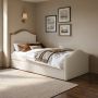 Cream Upholstered Single Guest Bed with Trundle - Elsie image 1