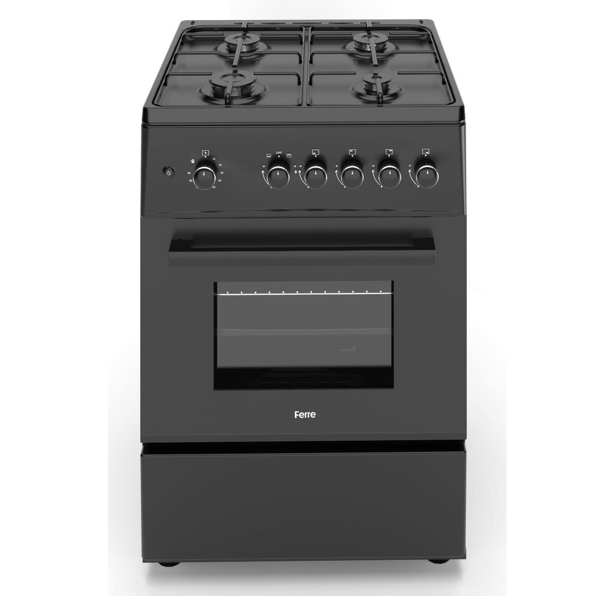 Ferre 60cm Gas Cooker - Black image 1