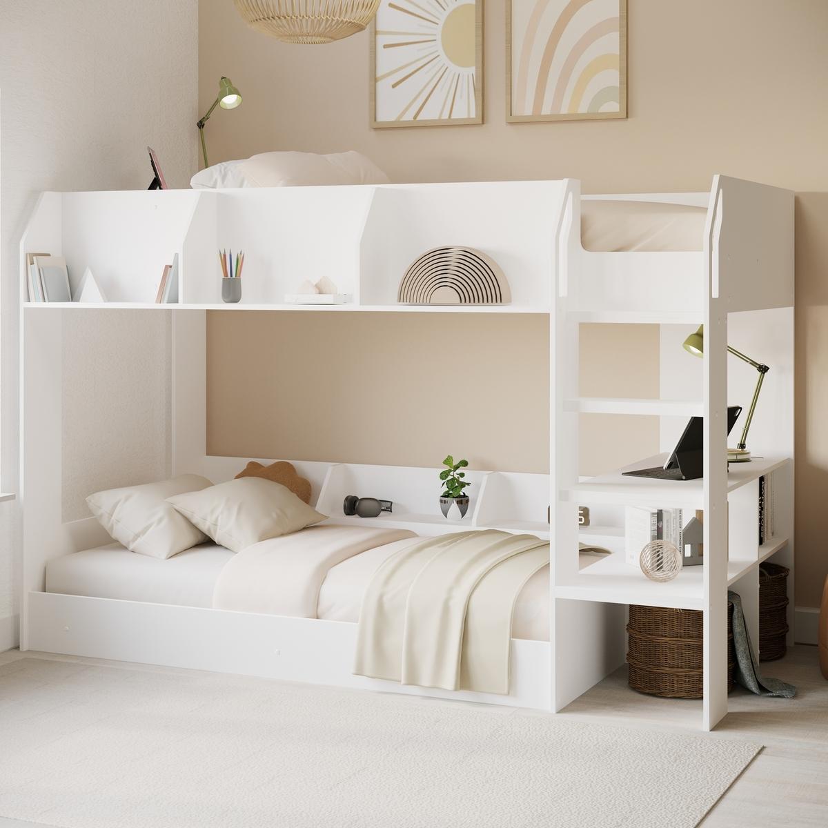 ONLY OPENED - White Bunk Bed with Storage Shelves - Freddie image 1