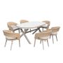 6 Seater Grey Garden Dining Set with Oval Table and Rattan Chairs image 1