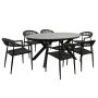 6 Seater Black Garden Wicker Dining Set with Sintered Stone Oval Table  image 1