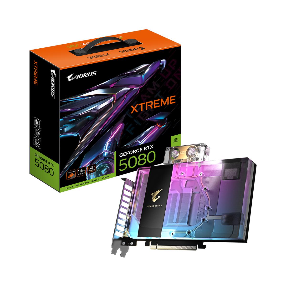 GIGABYTE AORUS GeForce RTX 5080 XTREME WATERFORCE 16GB GDDR7 Graphics Card image 1
