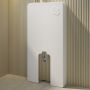 GRADE A2 - White Glass Cabinet with Cistern & Pneumatic Dual Flush Button for Back to Wall Toilets - Hako