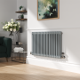 Refurbished - Reggio Salt & Pepper Horizontal Double Column Traditional Radiator 600x1010mm 3462 BTU - Cast Iron Style
