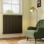 Riace Midnight Black Horizontal Flat Designer Radiator 800x884mm Double Panel 3342 BTU image 1