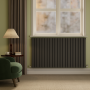 Riace Midnight Black Horizontal Flat Designer Radiator 800x1428mm Double Panel 5398 BTU image 1