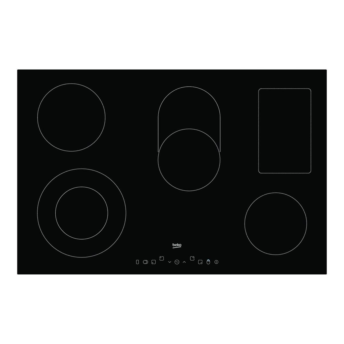 Refurbished Beko HIC85402T Touch Control 77cm 5 Zone Ceramic Hob With Extended Zones