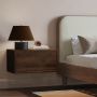 GRADE A1 - Wide Walnut Floating Bedside Table with Storage - Hiro