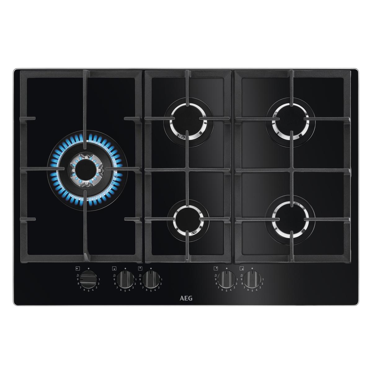 Refurbished AEG 74cm 5 Burner Gas Hob - Black