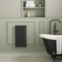 Refurbished Riace Midnight Black Horizontal Flat Designer Radiator 800x408mm Single Panel 1299 BTU