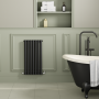 Sorrento Midnight Black Horizontal Oval Designer Radiator 800x413mm Single Panel 1103 BTU image 1