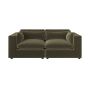 Khaki Green Velvet 3 Seater Sofa - Hudson image 1