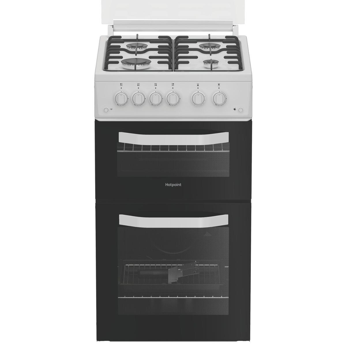 GRADE A2 - Hotpoint 50cm Gas Cooker with Lid - White
