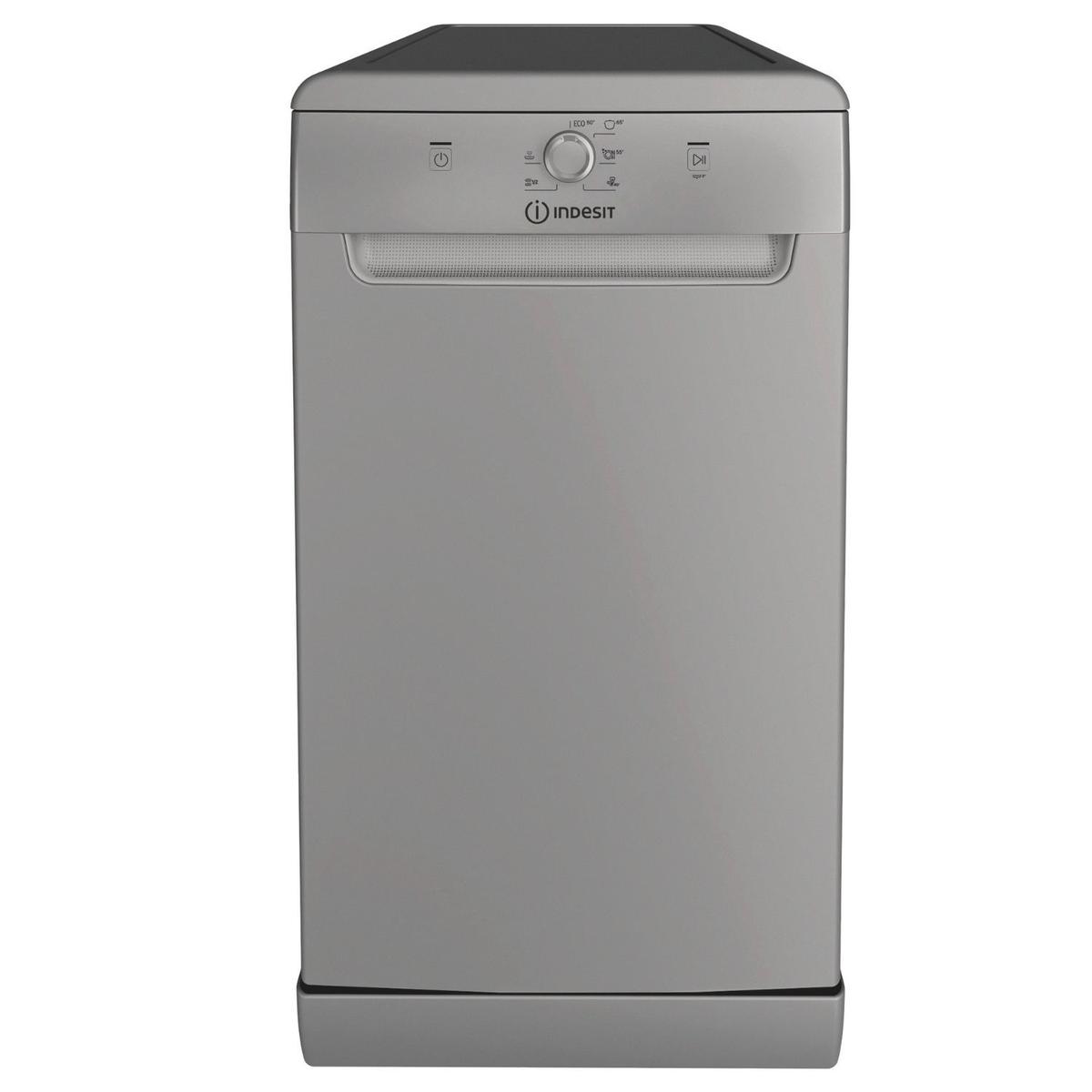 GRADE A2 - Indesit Freestanding Slimline Dishwasher - Eco Programme, D-Rated, Silver