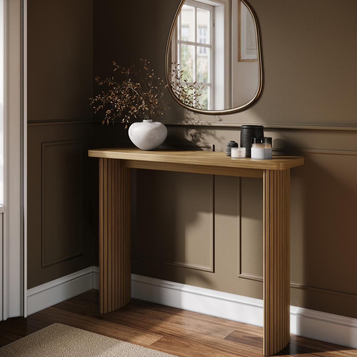 Slim & Narrow Oak Console Table - Jarel image 1
