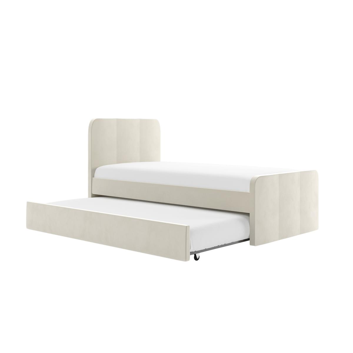 Single Guest Bed with Trundle in Cream Velvet - Layla image 1