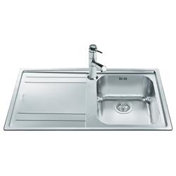Smeg LE861S-2 Rigae 86cm Single Bowl Inset Stainless Steel Sink With Left Hand Drainer image 1