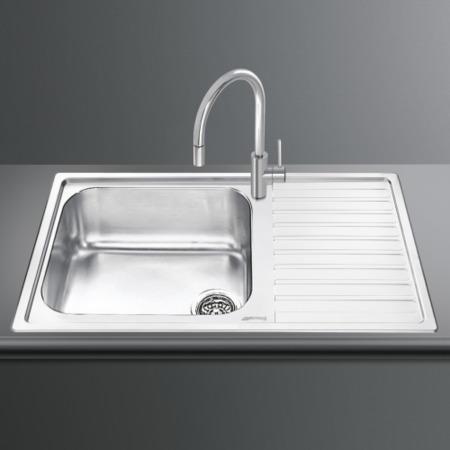 Smeg LG861D Alba 86cm SB Single Right Hand Drainer Inset Sink image 1