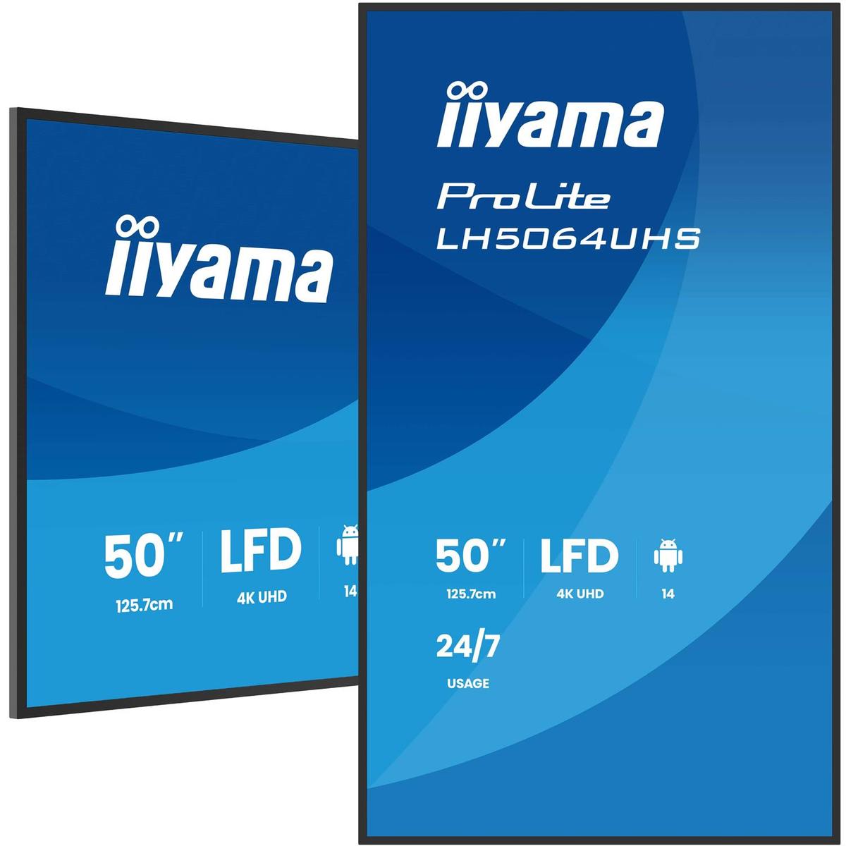 Iiyama 50&quot; Black Large Format Display 4K UHD 500 cd/m2 24/7 2x HDMI image 1