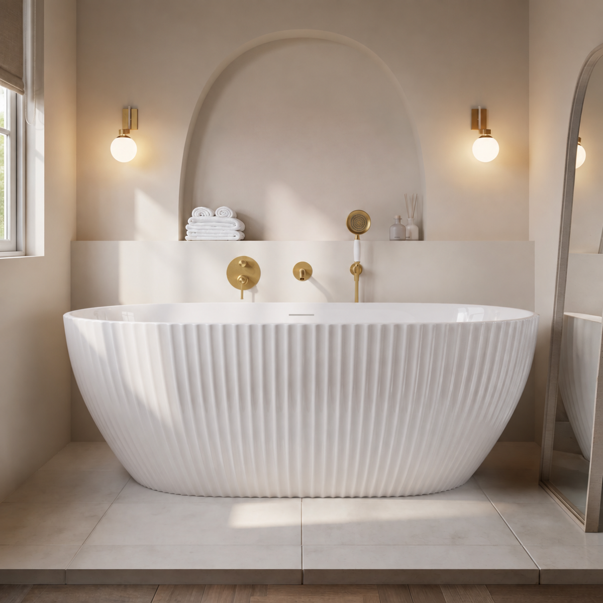 Freestanding Double Ended Fluted Bath 1650 x 750mm - Lisbon image 1