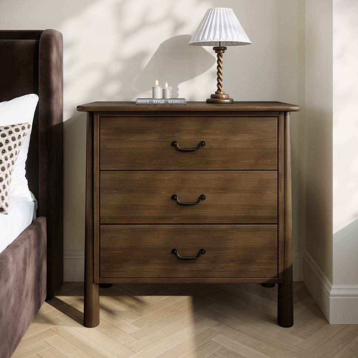 Walnut 3 Drawer Chest of Drawers - Loretta image 1