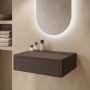 GRADE A1 - 600mm Walnut Wood Effect Wall Hung Countertop Vanity Unit - Lugo