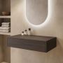 GRADE A1 - 800mm Walnut Wood Effect Wall Hung Countertop Vanity Unit - Lugo
