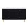 ONLY OPENED - Wide Black Marble Top Fluted Chest Of 6 Drawers - Lucia