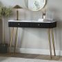 ONLY OPENED - Black Marble Effect Top Fluted Dressing Table with Drawers - Lucia