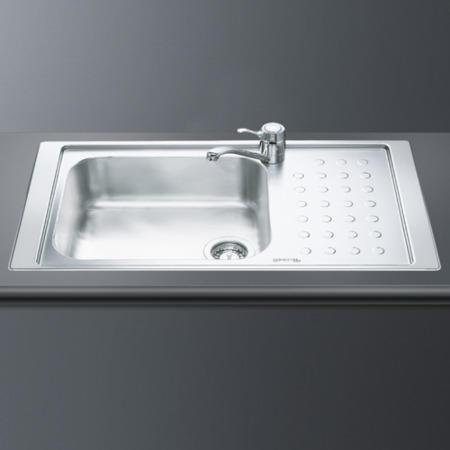 Smeg LV951D-3 86.5cm Stainless Steel SB Single Right Hand Drainer Ultra Low Profile Sink image 1
