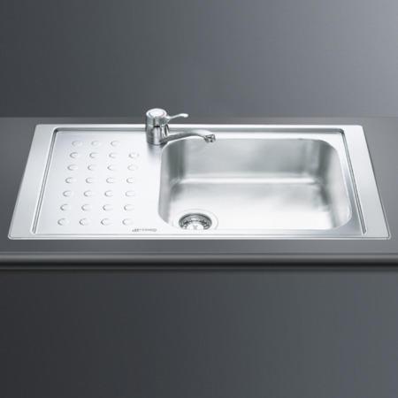 Smeg LV951S-3 86.5cm Stainless Steel SB Single Left Hand Drainer Ultra Low Profile Sink image 1