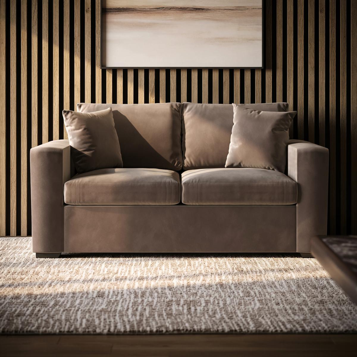 2 Seater Pull-Out Sofa Bed in Mink Velvet - Layton  image 1