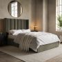 Small Double Khaki Green Velvet Ottoman Bed - Maddox image 1