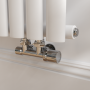 Elego Chrome Modern Manual H Block Angled Radiator Valves With Lockshield image 1