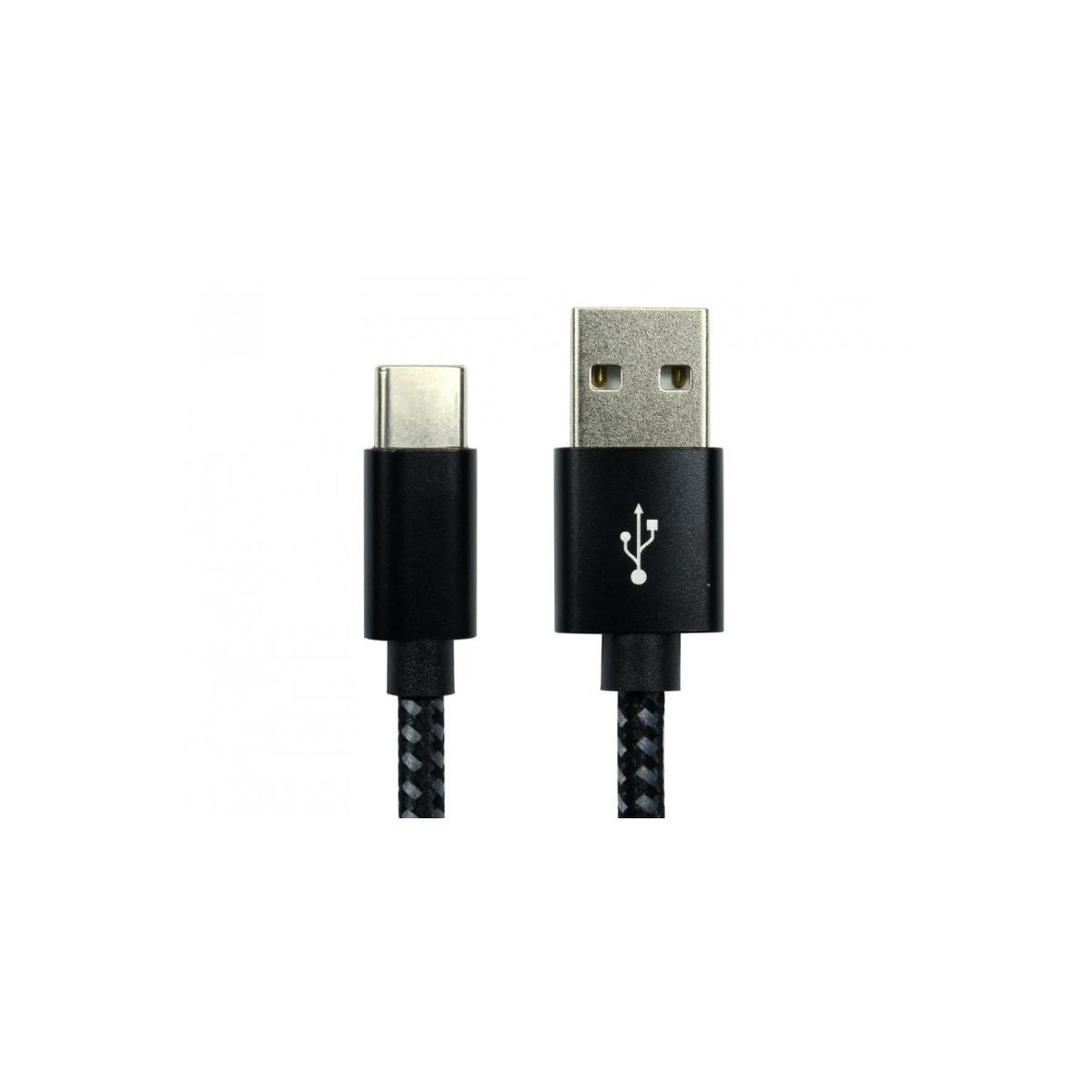 OEM 1 Meter USB-A 2.0 to USB-C Braided Cable Black image 1