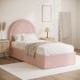 ONLY OPENED - Pink Velvet Single Side-Lift Ottoman Bed with Curved Headboard - Nora