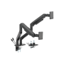 electriQ Dual Premium Monitor Arm with USB A/C Ports For Up to x2 45" Screen image 1