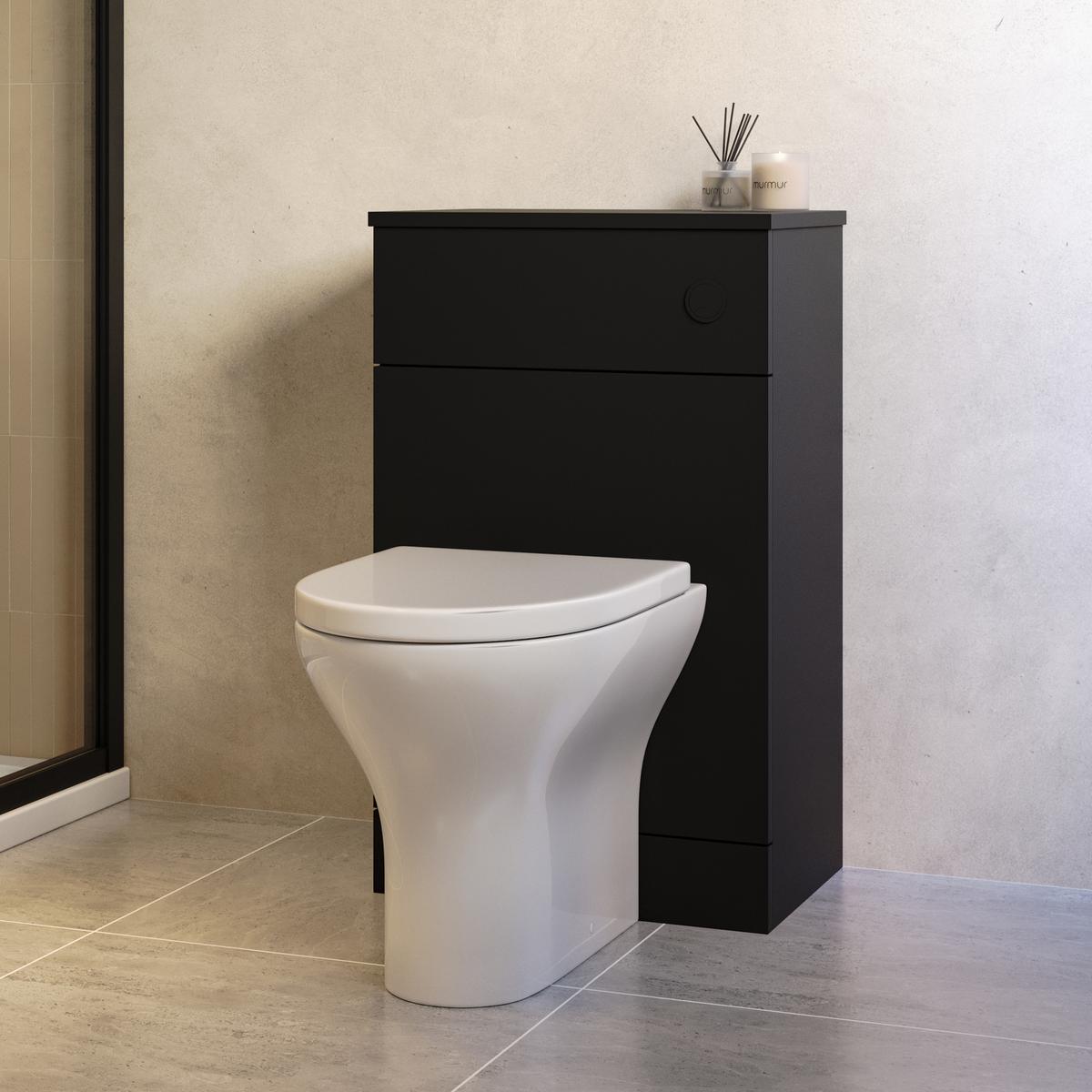 Black 500mm Back to Wall Toilet Unit Only - Palma image 1