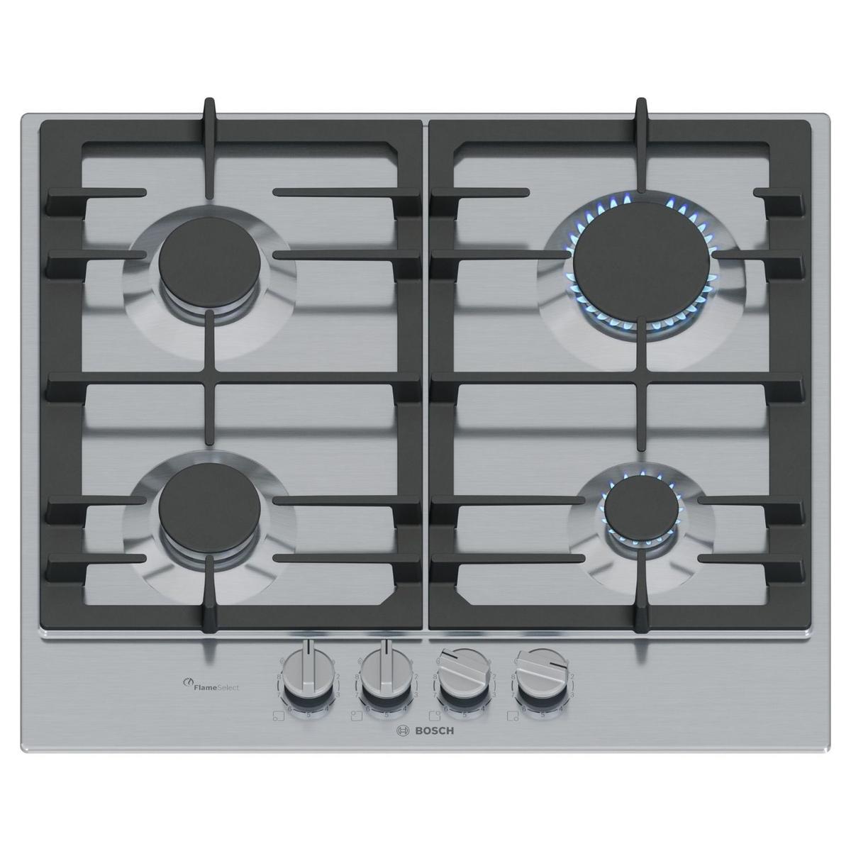 Refurbished Bosch PCP6A5I90 Series 6 60cm 4 Burner Gas Hob - Stainless Steel
