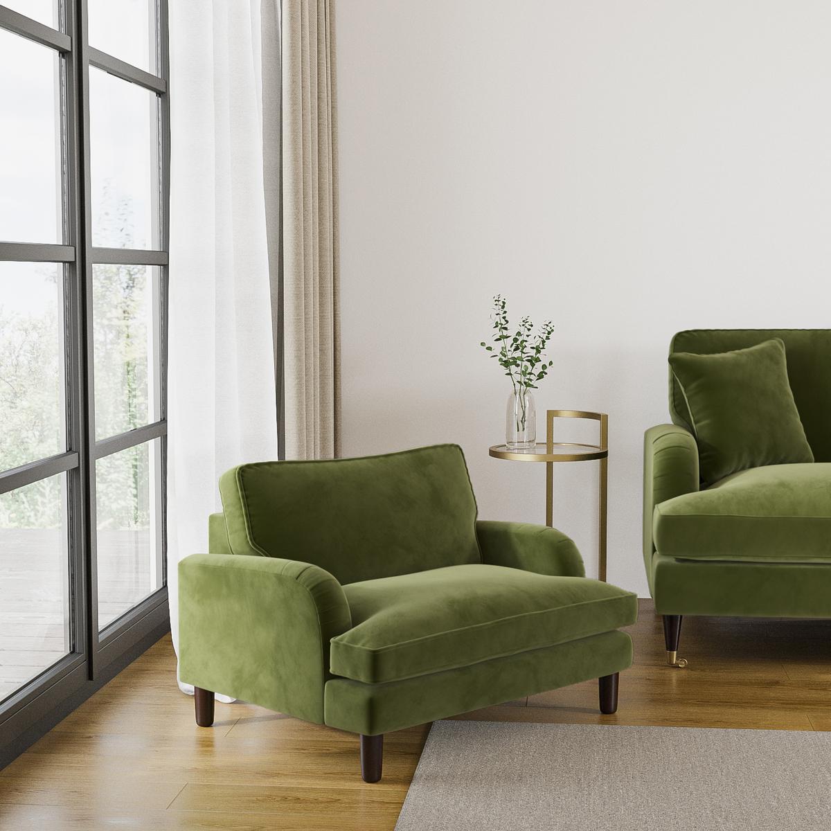 Olive Green Velvet Kids Armchair - Payton