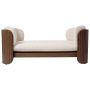 Beige Fabric Pet Bed with Walnut Ribbed Sides - Washable Cover image 1