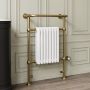 GRADE A2 - White and Brass Traditional Electric Column Radiator with Towel Rail 952 x 659mm - Regent