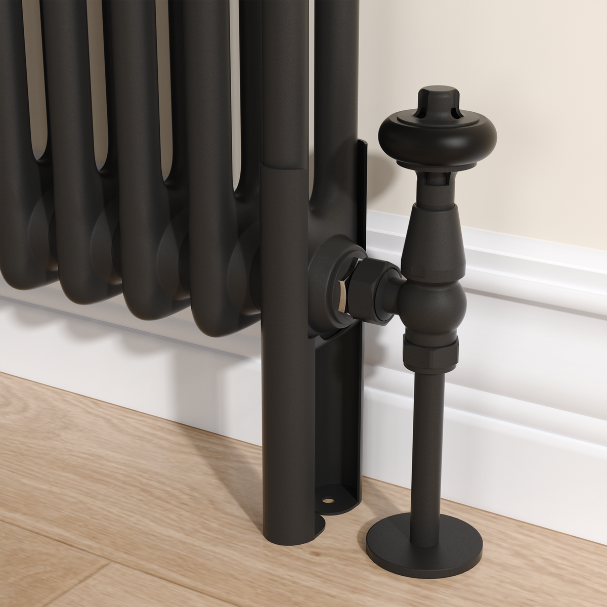GRADE A1 - Reggio Black Two Column Traditional Radiator Feet