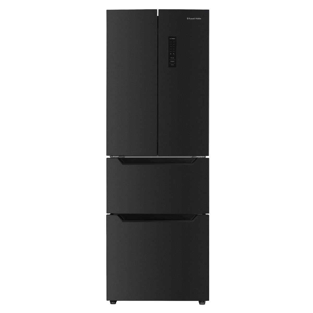 Russell Hobbs 320 Litre French Style American Fridge Freezer - Black Steel image 1