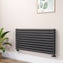 Sorrento Midnight Black Oval Designer Radiator 590x1200mm Double Panel 4355 BTU image 1