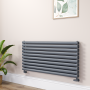 Sorrento Dark Grey Anthracite Oval Designer Radiator 590x1200mm Double Panel 4355 BTU image 1