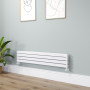 Riace White Flat Designer Radiator 280x1400mm Double Panel 2235 BTU image 1