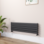 Riace Midnight Black Flat Designer Radiator 350x1200mm Double Panel 2437 BTU image 1