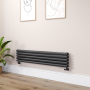 Sorrento Midnight Black Oval Designer Radiator 295x1400mm Double Panel 2509 BTU image 1